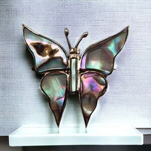 Vintage JCL Butterfly Brooch Abalone & Sterling Silver 925 Made In Mexico